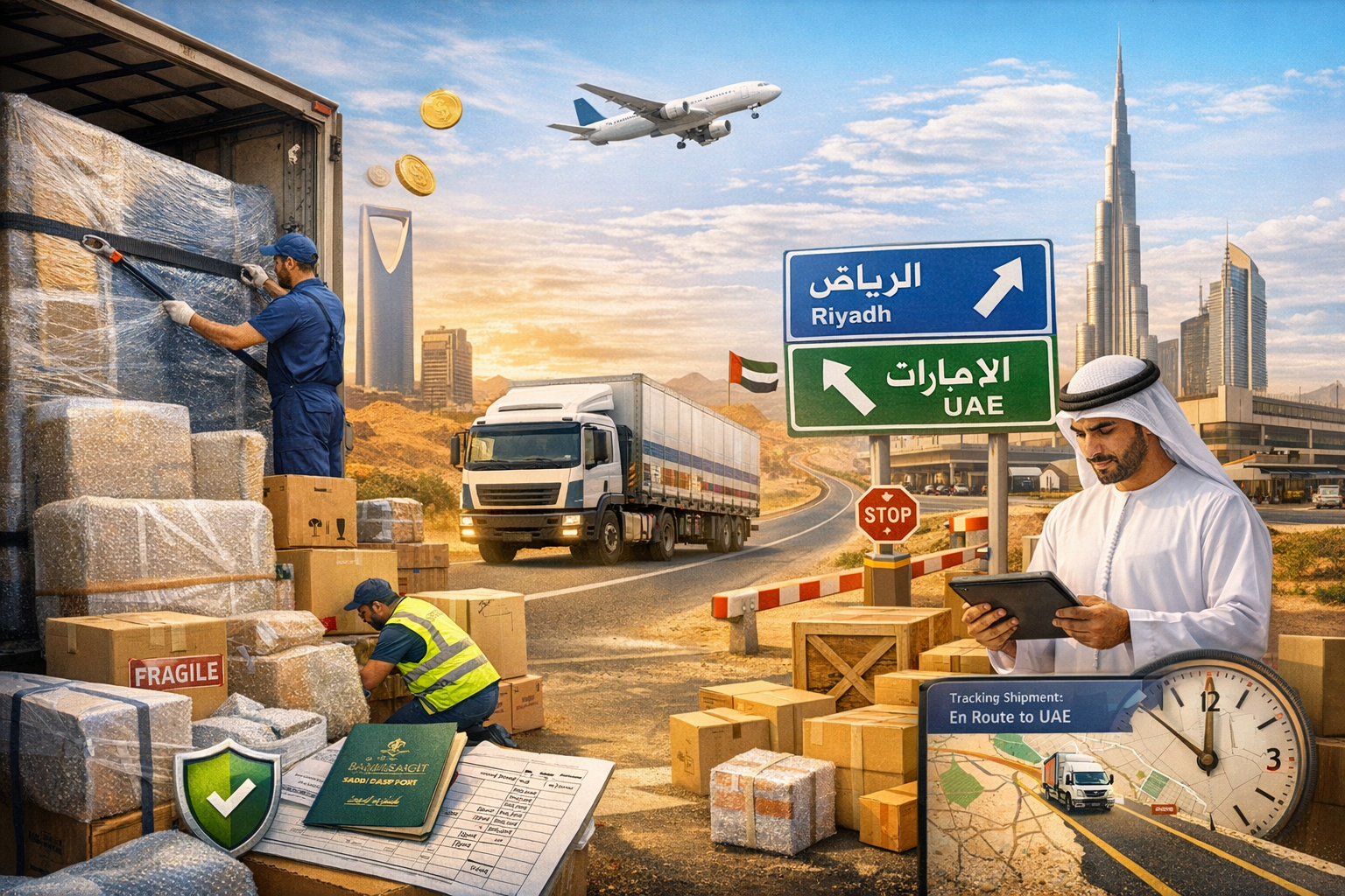 شحن عفش من الرياض إلى الإمارات | أرخص أسعار الشحن الدولي من الملقا