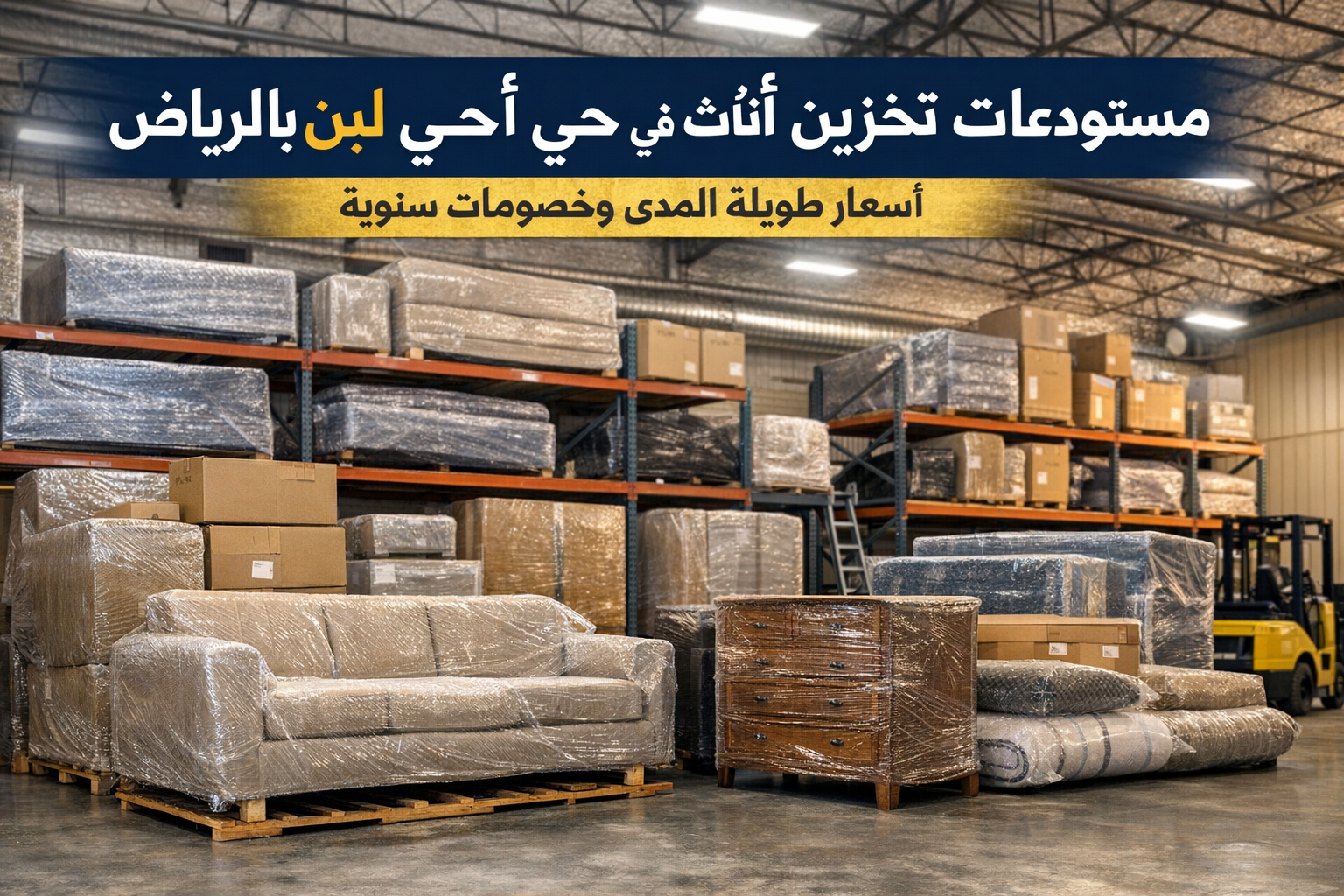 مستودعات تخزين أثاث في حي لبن بالرياض بأسعار طويلة المدى وخصومات سنوية
